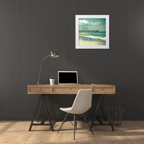 Take Me To The Sea White Modern Wood Framed Art Print by Semenza, Marlana
