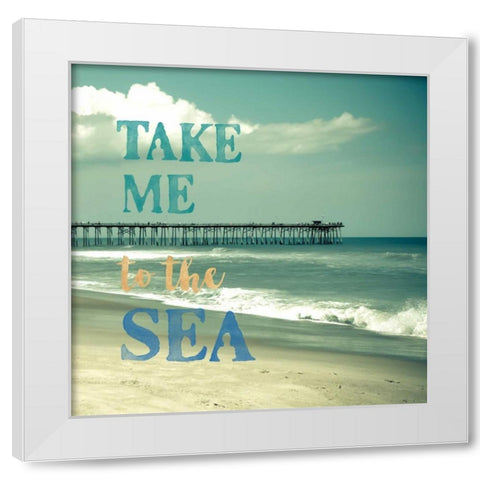 Take Me To The Sea White Modern Wood Framed Art Print by Semenza, Marlana