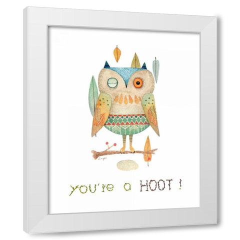 Youre a Hoot! White Modern Wood Framed Art Print by Lings Workshop