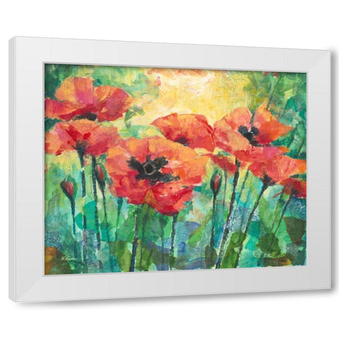 Oriental Poppies White Modern Wood Framed Art Print by Kroeker, Wendy
