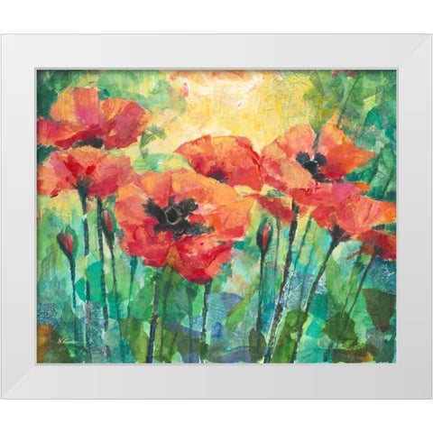 Oriental Poppies White Modern Wood Framed Art Print by Kroeker, Wendy