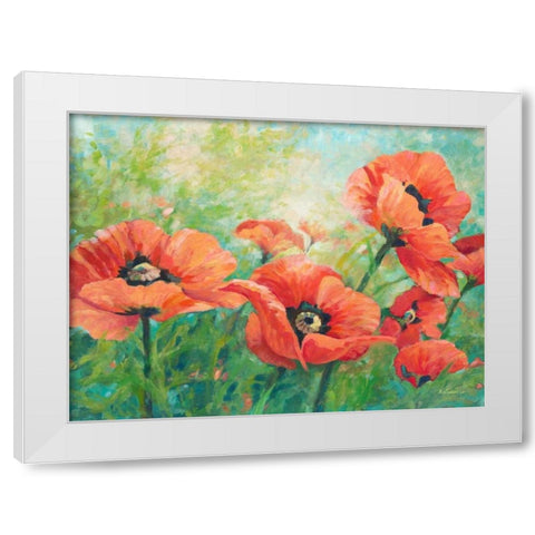 Red Poppies White Modern Wood Framed Art Print by Kroeker, Wendy
