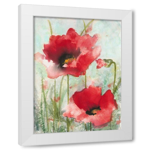 Field Poppies 1 White Modern Wood Framed Art Print by Johannesson, Karin