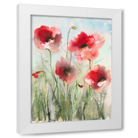 Field Poppies 2 White Modern Wood Framed Art Print by Johannesson, Karin