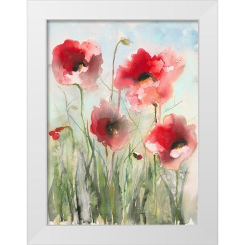 Field Poppies 2 White Modern Wood Framed Art Print by Johannesson, Karin