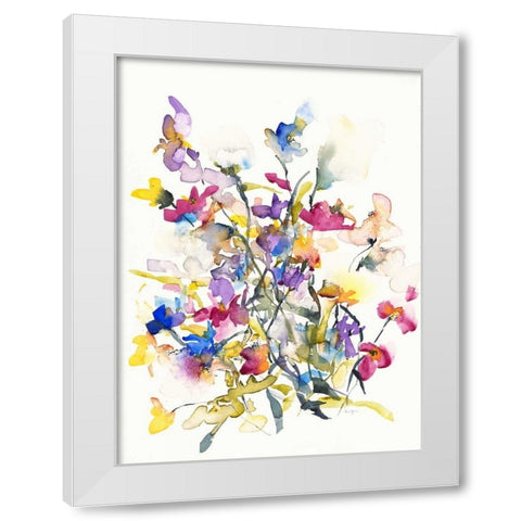Tangled Pansies White Modern Wood Framed Art Print by Johannesson, Karin