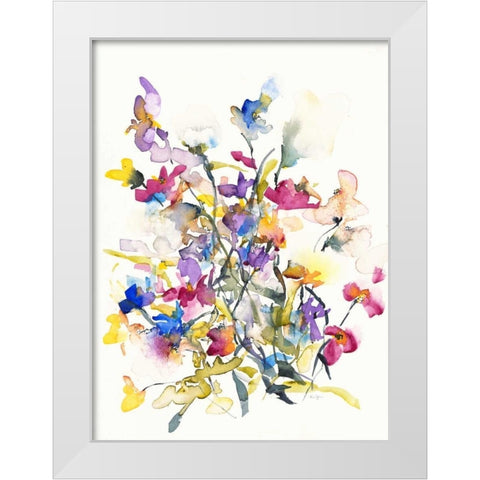 Tangled Pansies White Modern Wood Framed Art Print by Johannesson, Karin