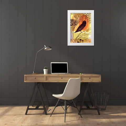 Doodle Bird 1 White Modern Wood Framed Art Print by Faust, Richard