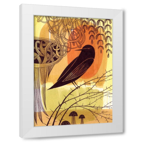 Doodle Bird 1 White Modern Wood Framed Art Print by Faust, Richard