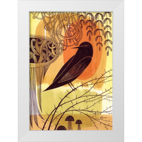 Doodle Bird 1 White Modern Wood Framed Art Print by Faust, Richard