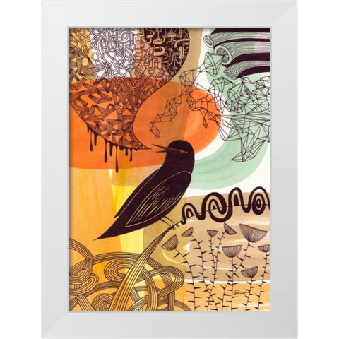 Doodle Bird 2 White Modern Wood Framed Art Print by Faust, Richard