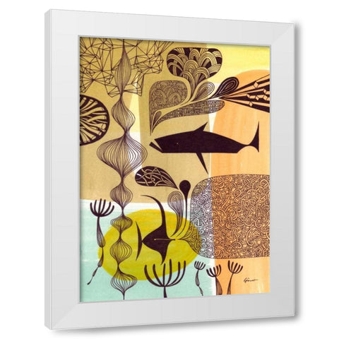 Doodle Fish White Modern Wood Framed Art Print by Faust, Richard