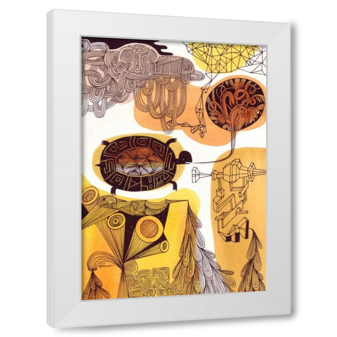 Doodle Turtle White Modern Wood Framed Art Print by Faust, Richard