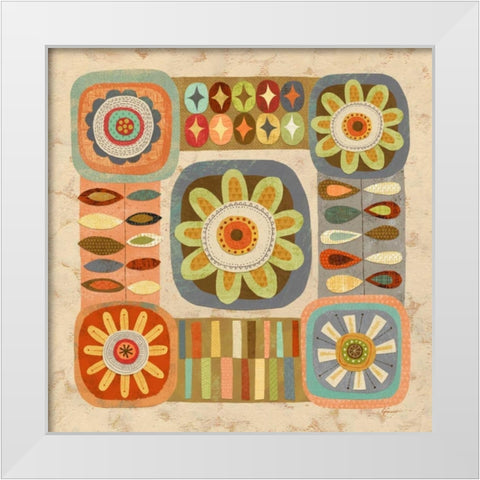 Floral Retro 2 Bloom White Modern Wood Framed Art Print by Faust, Richard