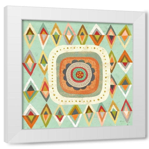 Floral Retro 3 Bloom White Modern Wood Framed Art Print by Faust, Richard