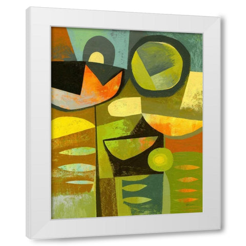 Cubist Garden 1 White Modern Wood Framed Art Print by Faust, Richard