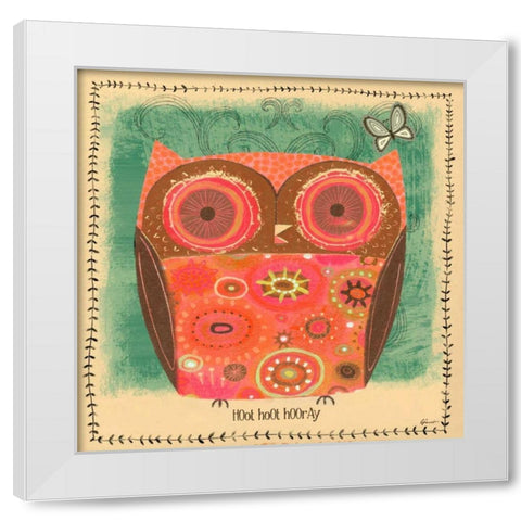 Hoot hoot Hooray White Modern Wood Framed Art Print by Faust, Richard