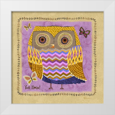 Richards Owl 2 White Modern Wood Framed Art Print by Faust, Richard