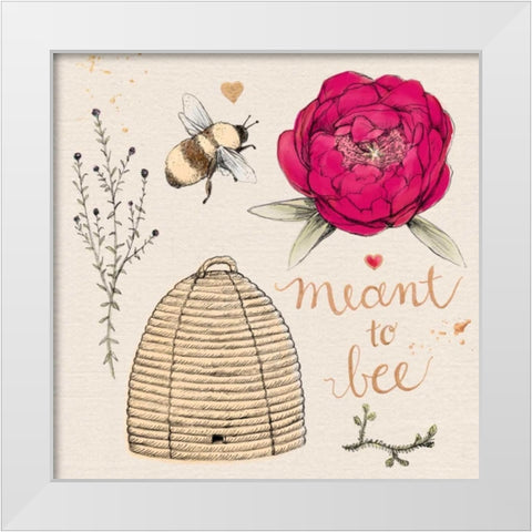 Meant To Bee White Modern Wood Framed Art Print by Elliot, Kerri