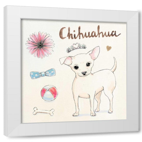 Chihuahua Escapades White Modern Wood Framed Art Print by Elliot, Kerri