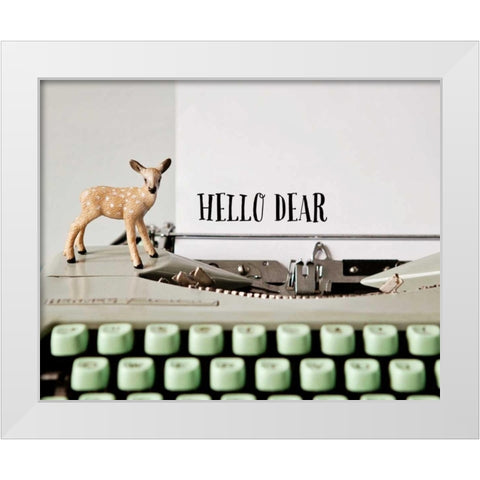 Hello Dear Typewriter White Modern Wood Framed Art Print by Susannah Tucker Photography