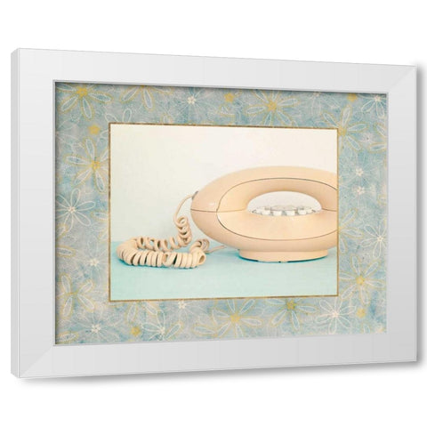 Back In Time Pink Phone_border White Modern Wood Framed Art Print by Susannah Tucker Photography