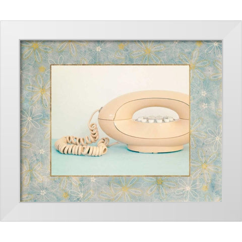 Back In Time Pink Phone_border White Modern Wood Framed Art Print by Susannah Tucker Photography