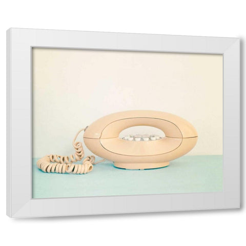 Back In Time Pink Phone White Modern Wood Framed Art Print by Susannah Tucker Photography