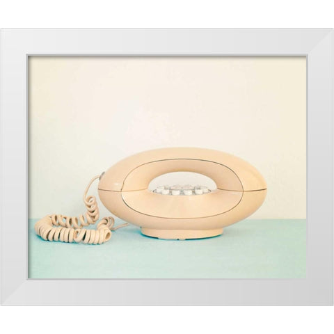 Back In Time Pink Phone White Modern Wood Framed Art Print by Susannah Tucker Photography