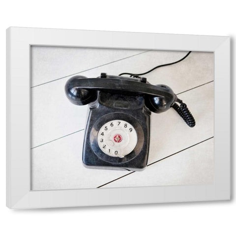 Back In Time Black Telephone White Modern Wood Framed Art Print by Susannah Tucker Photography