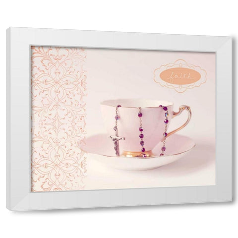 Pretty Teacup Faith White Modern Wood Framed Art Print by Susannah Tucker Photography