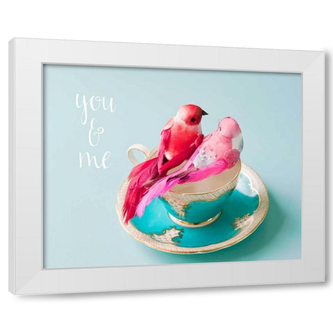 You and Me Love Birds White Modern Wood Framed Art Print by Susannah Tucker Photography