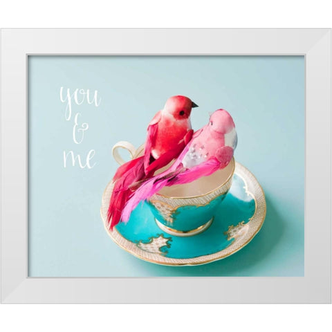 You and Me Love Birds White Modern Wood Framed Art Print by Susannah Tucker Photography