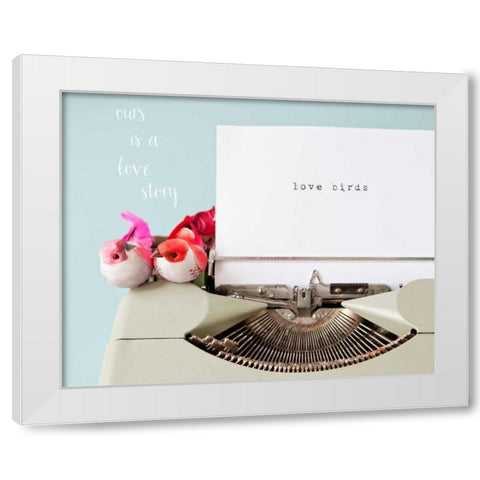 Love Story Love Birds White Modern Wood Framed Art Print by Susannah Tucker Photography