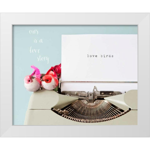 Love Story Love Birds White Modern Wood Framed Art Print by Susannah Tucker Photography