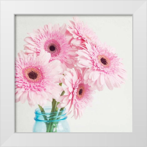 Pretty Pink Daisies White Modern Wood Framed Art Print by Susannah Tucker Photography