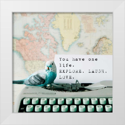 Explore, Laugh, Love White Modern Wood Framed Art Print by Susannah Tucker Photography
