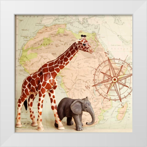 Safari Pals White Modern Wood Framed Art Print by Susannah Tucker Photography