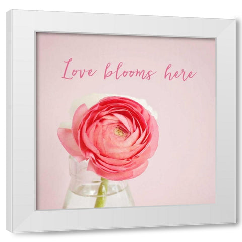 Love Blooms Here White Modern Wood Framed Art Print by Susannah Tucker Photography