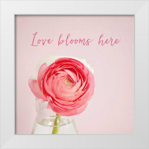 Love Blooms Here White Modern Wood Framed Art Print by Susannah Tucker Photography
