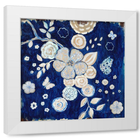 Blue Chinoserie Garden2 White Modern Wood Framed Art Print by Studio M