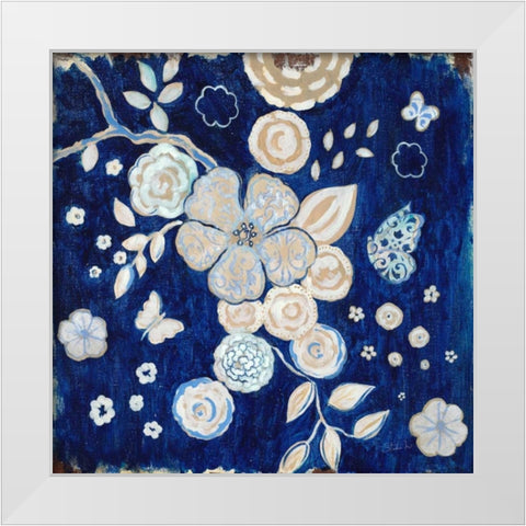Blue Chinoserie Garden2 White Modern Wood Framed Art Print by Studio M