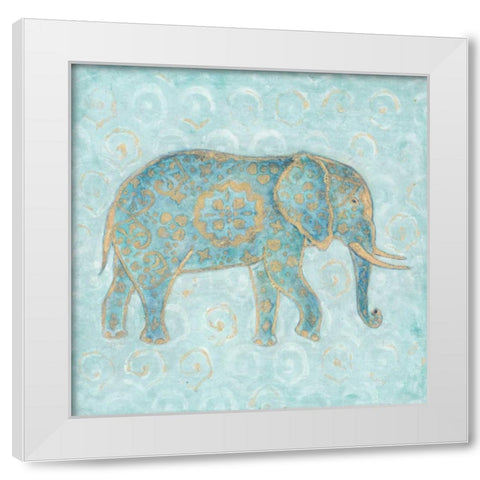 WISDOM ELEPHANT White Modern Wood Framed Art Print by Studio M