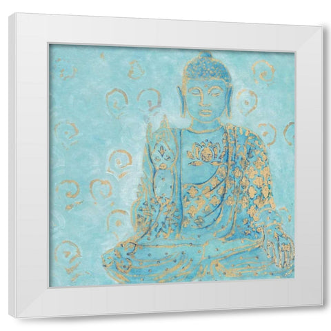 Wisdon Buddha White Modern Wood Framed Art Print by Studio M