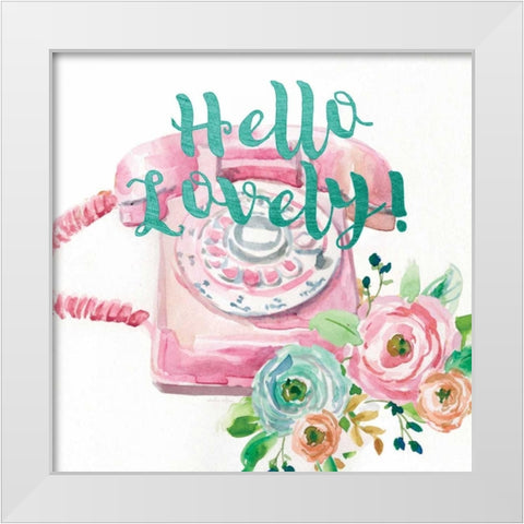 Hello Lovely! White Modern Wood Framed Art Print by Studio Rofino