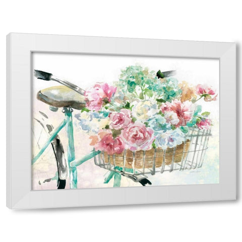 Flower Market Bicycle White Modern Wood Framed Art Print by Studio Rofino