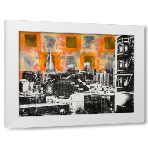 Urban Collage Skyline White Modern Wood Framed Art Print by Fainelli, Deanna