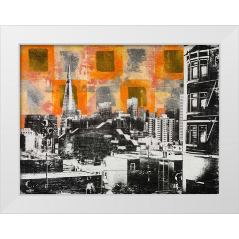 Urban Collage Skyline White Modern Wood Framed Art Print by Fainelli, Deanna