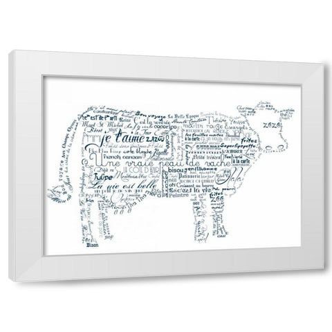 As The French Say-Cow 2 White Modern Wood Framed Art Print by De Lauzun, Marion