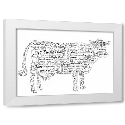 As The French Say-Cow 3 White Modern Wood Framed Art Print by De Lauzun, Marion